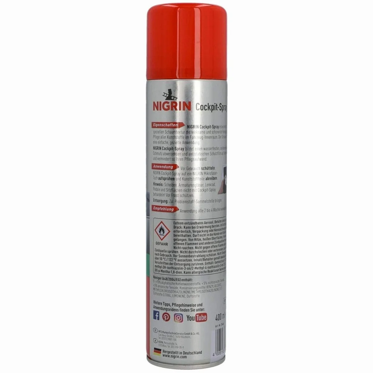 Nigrin Cockpit-Spray 400ml, effektive Kunststoffpflege und Reinigung 4