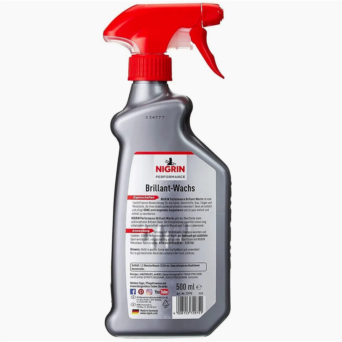 Nigrin Performance Brillant-Wachs Detailer 500ml, einfache Anwendung, brillanter Glanz, langanhaltender Schutz 2