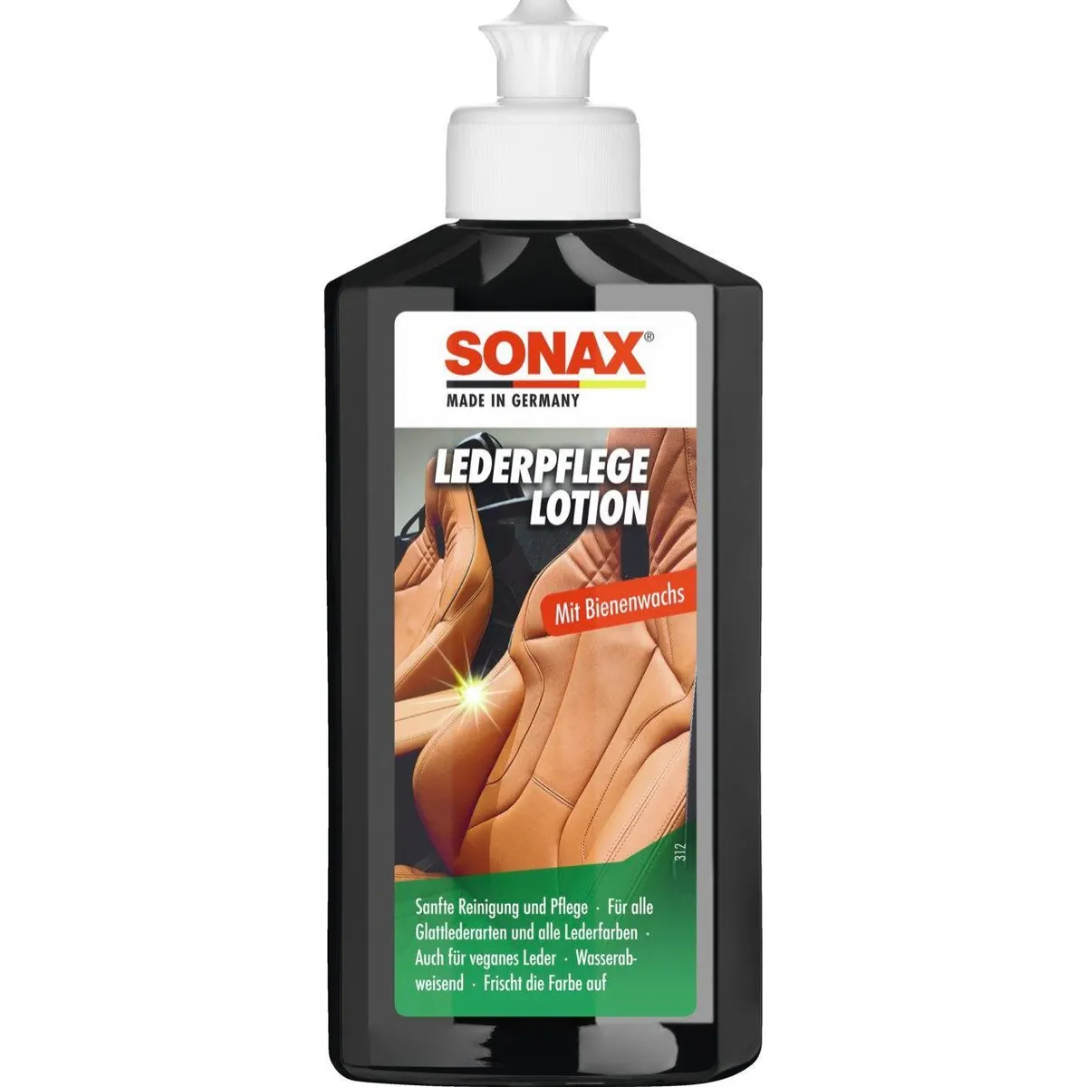 Sonax Lederpflegelotion 250ml, sanfte Reinigung, intensive Farbauffrischung, wasserabweisend