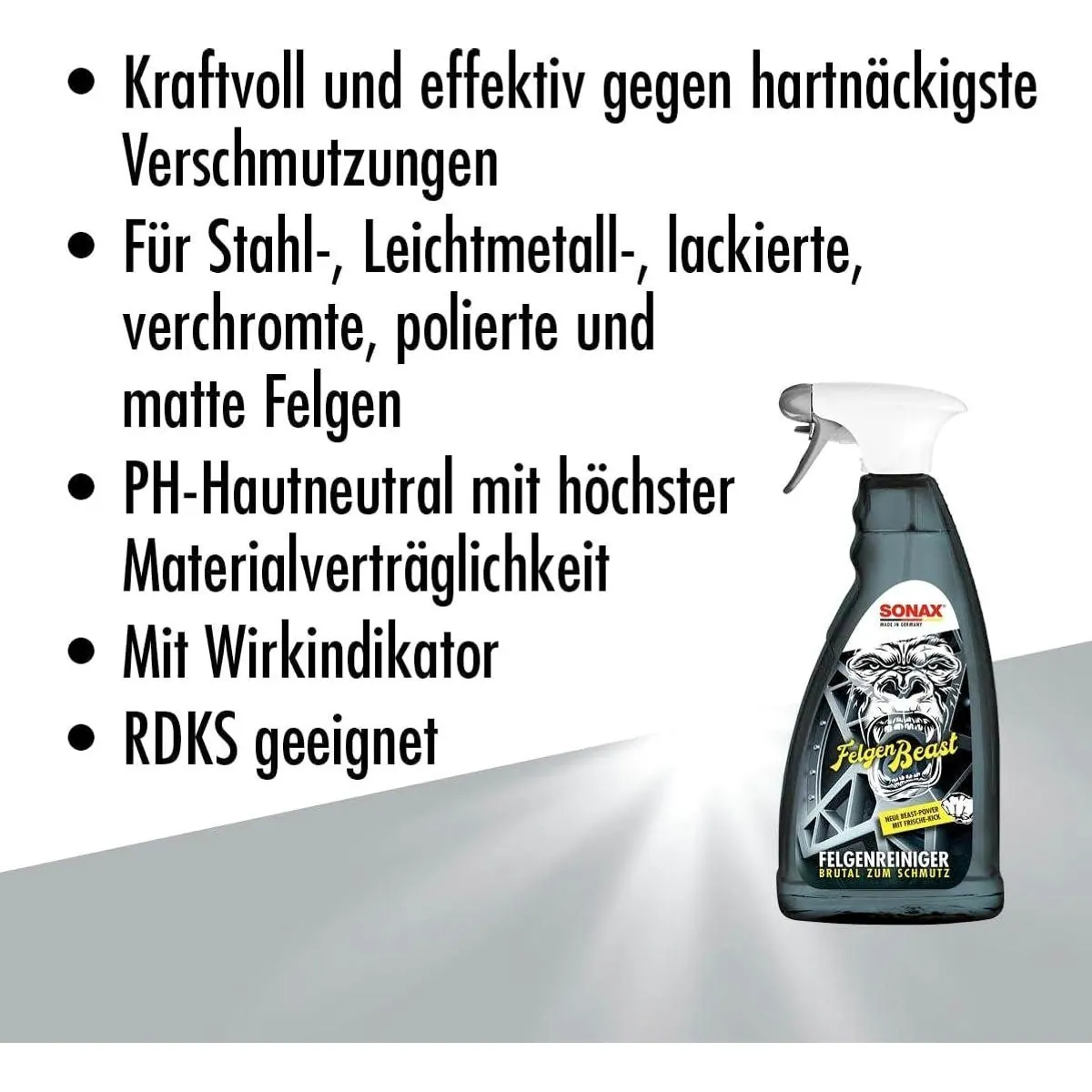Sonax FelgenBeast Felgenreiniger, materialschonend, rötliche Farbveränderung, für Alufelgen 2