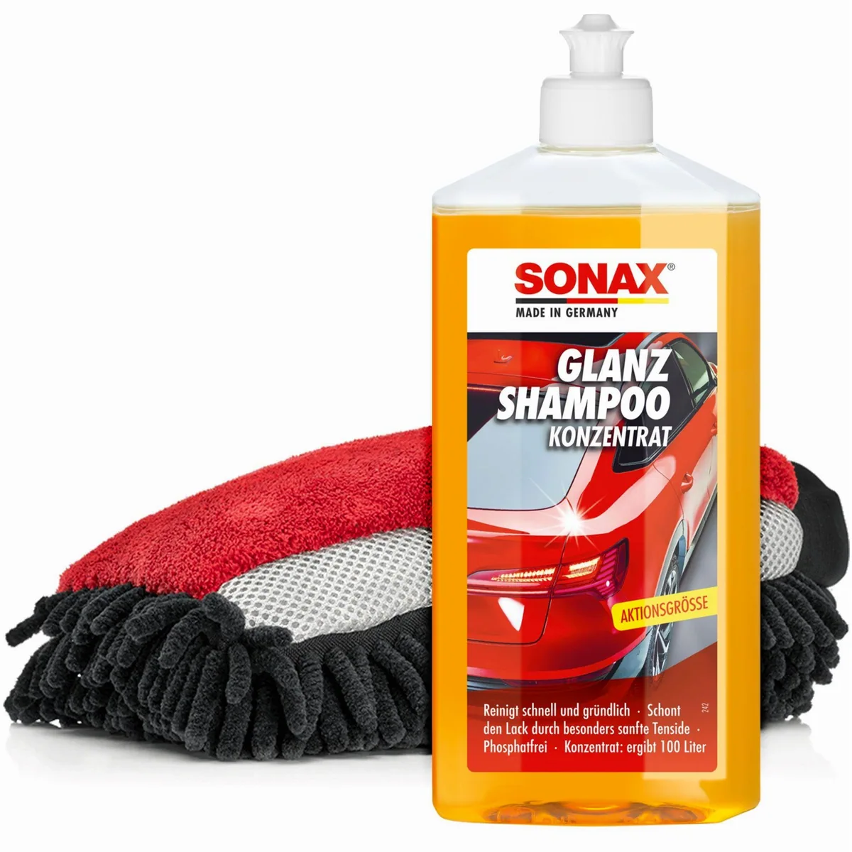 Sonax Glanz Shampoo Waschset, sanft zur Lackoberfläche, inkl. Waschhandschuh
