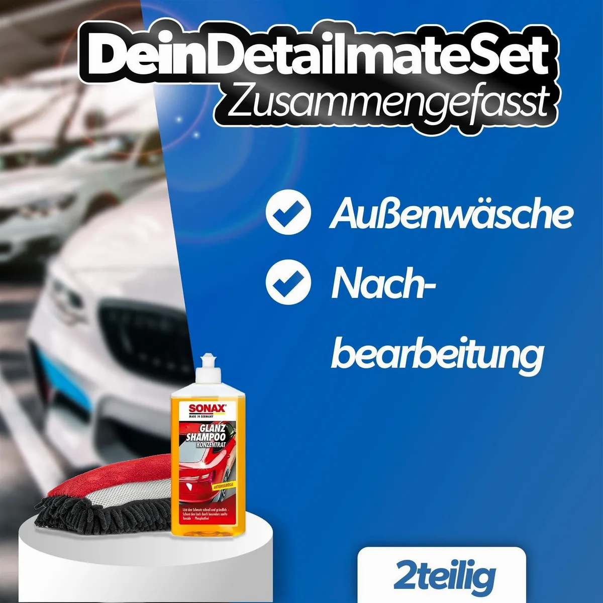 Sonax Glanz Shampoo Waschset, sanft zur Lackoberfläche, inkl. Waschhandschuh 2