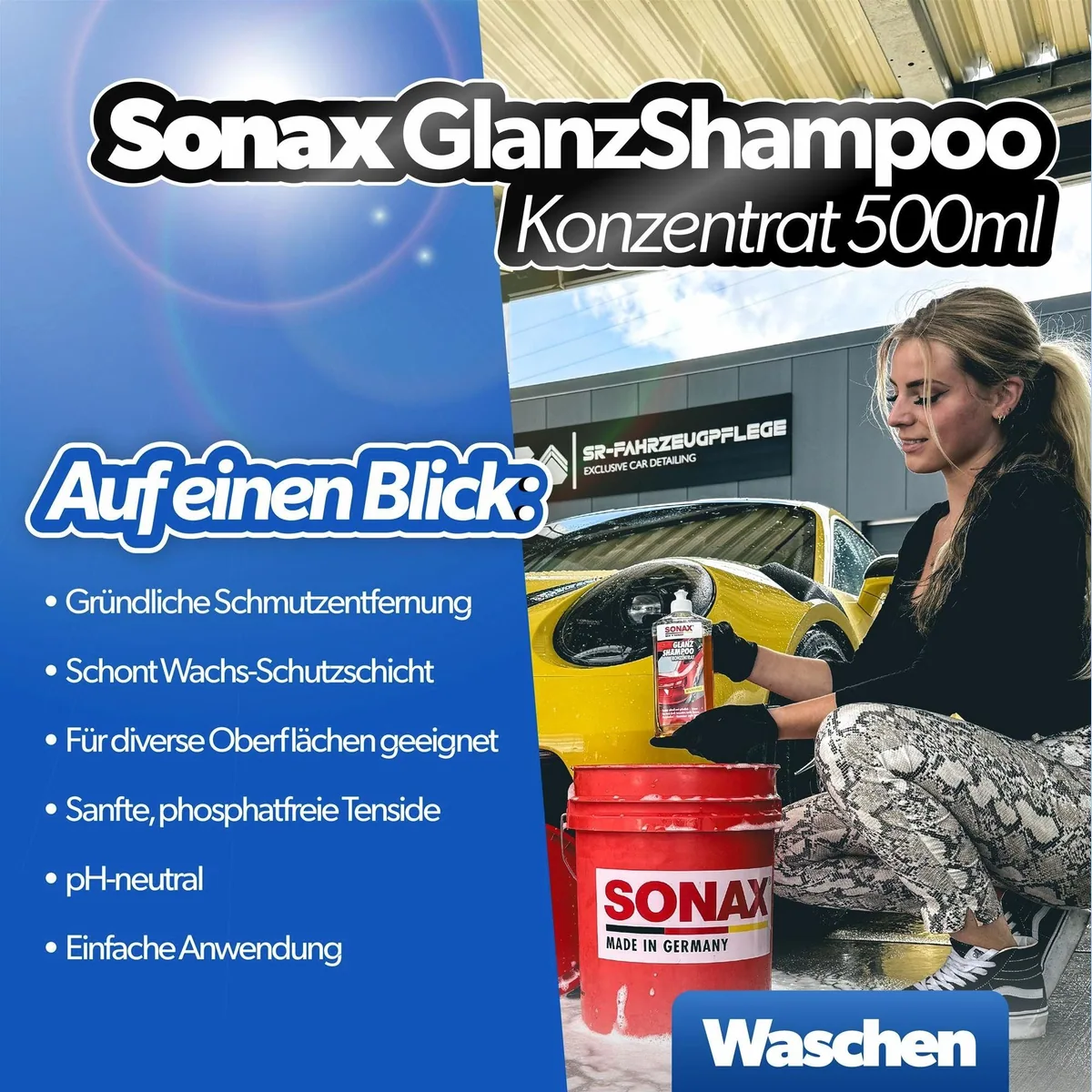 Sonax Glanz Shampoo Waschset, sanft zur Lackoberfläche, inkl. Waschhandschuh 3