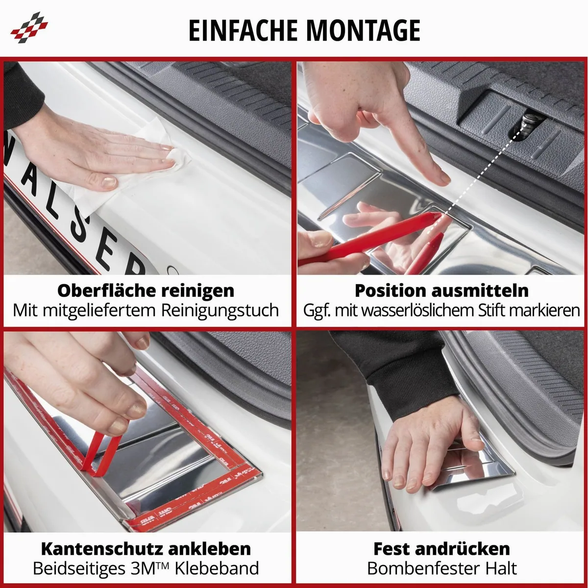 Walser Ladekantenschutz, Edelstahl, präzise Passform für SEAT LEON (KL1, KLG) — optimaler Schutz, einfache Montage, stilvolles Design 4