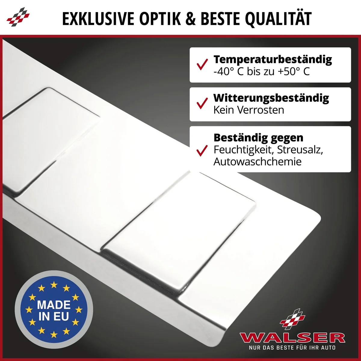 Walser Ladekantenschutz, Edelstahl, präzise Passform für SEAT LEON (KL1, KLG) — optimaler Schutz, einfache Montage, stilvolles Design 5
