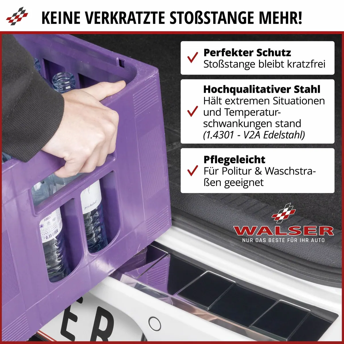 Walser Ladekantenschutz, Edelstahl, präzise Passform für VW Golf Sportsvan VII 3