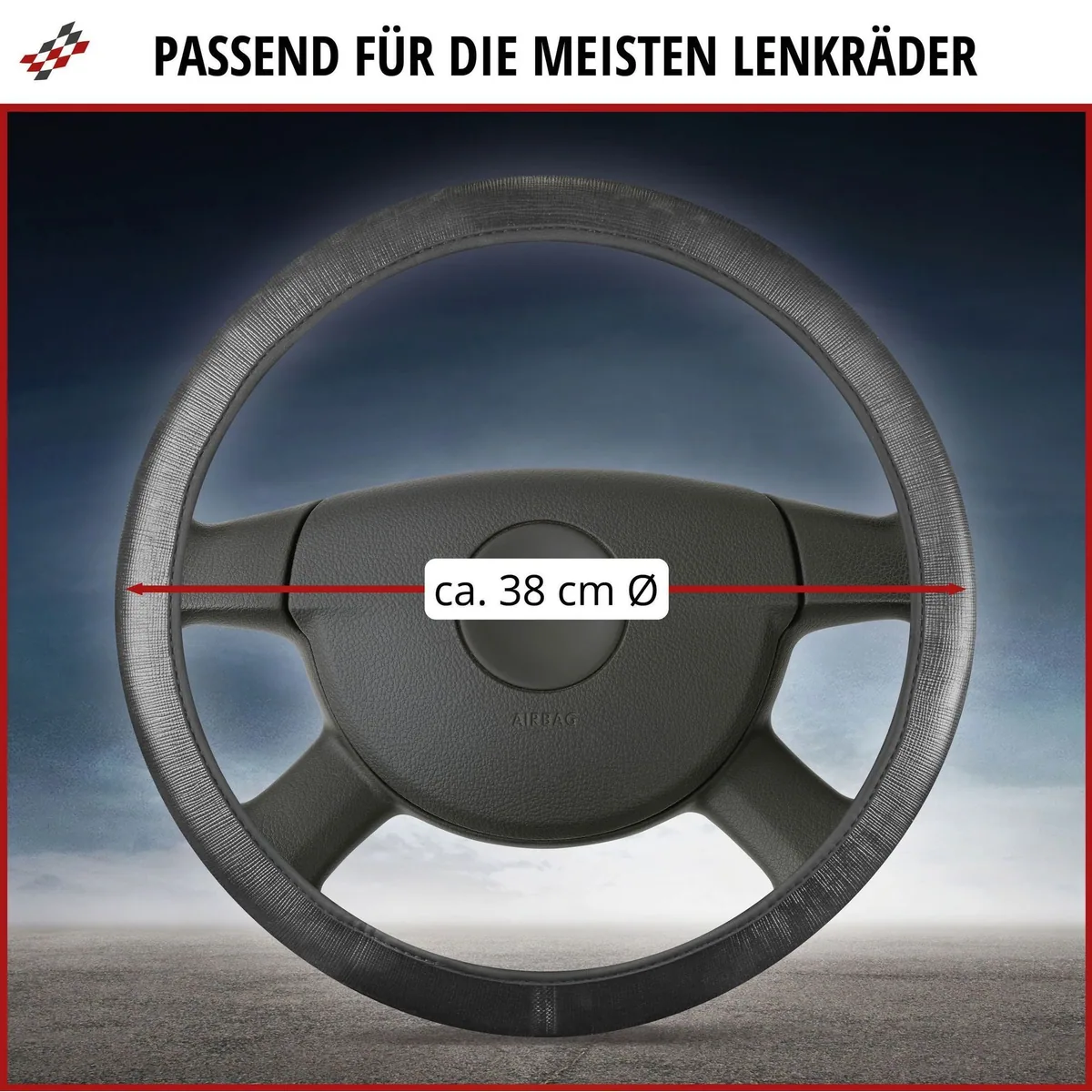 Walser Lenkradbezug Soft Grip, rutschfest & komfortabel — 38 cm grau 4