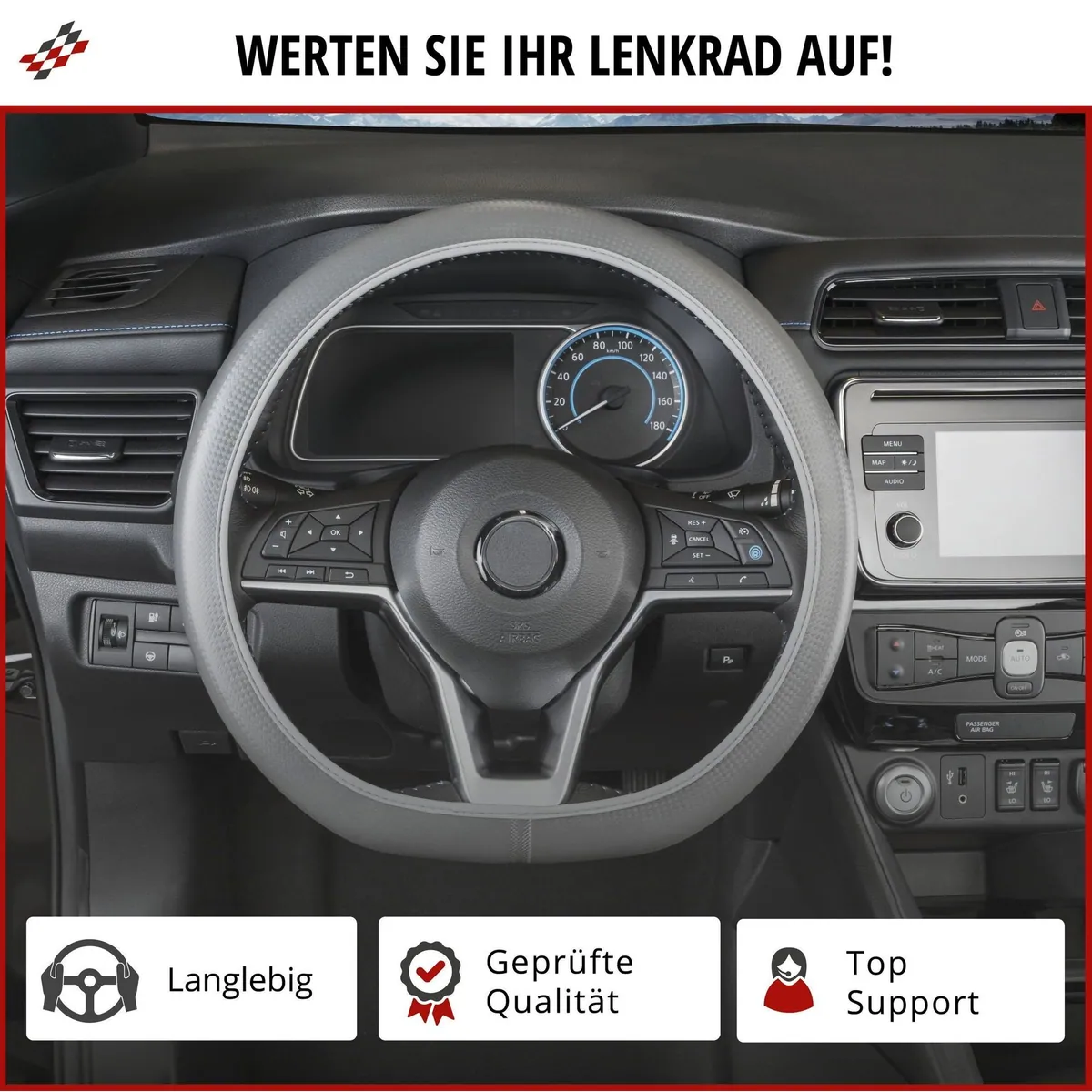Walser Lenkradbezug Soft Grip, rutschfest & komfortabel — 38 cm grau 5