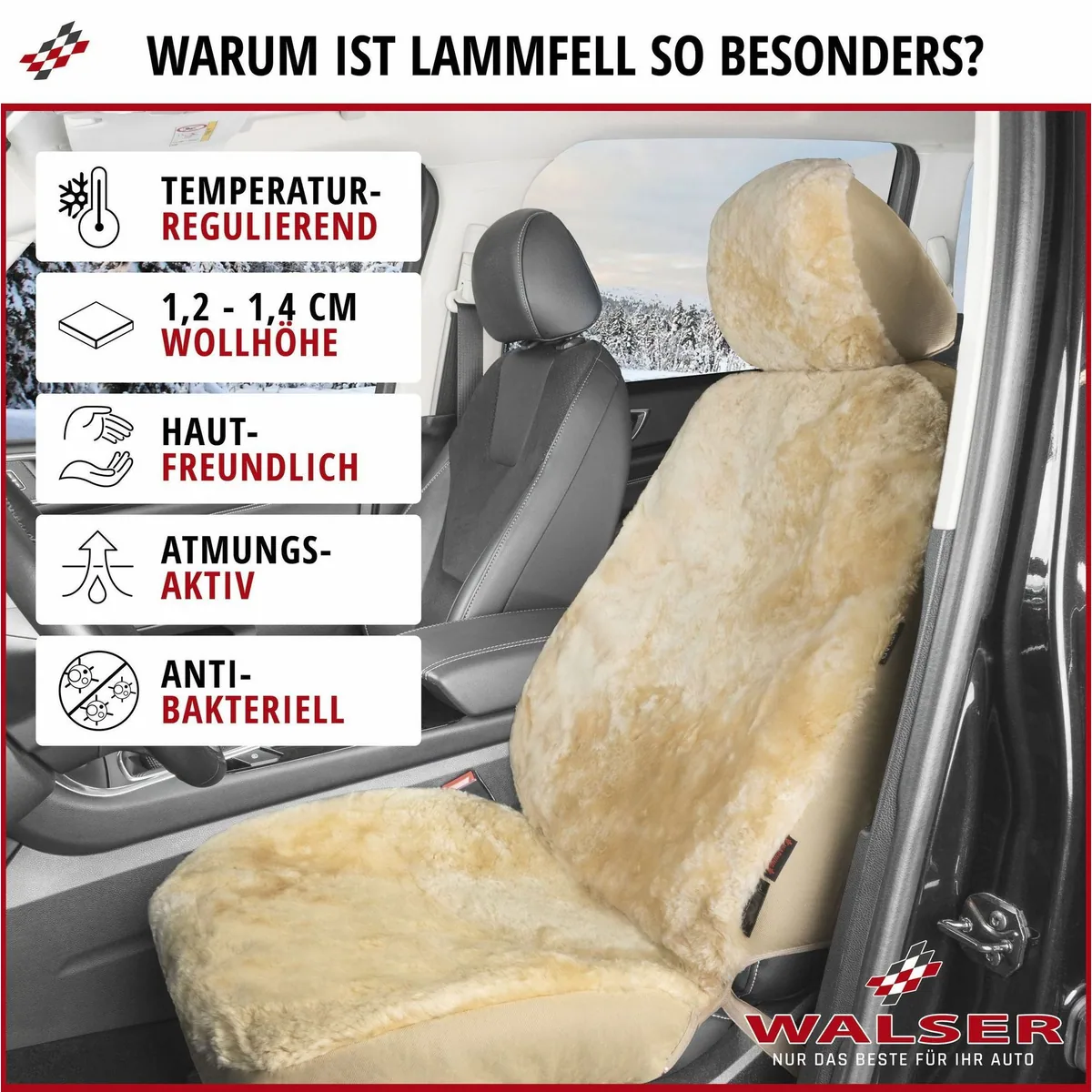 Walser Autositzbezug Iva, Komfort mit Naturfell, elegantes Design 2