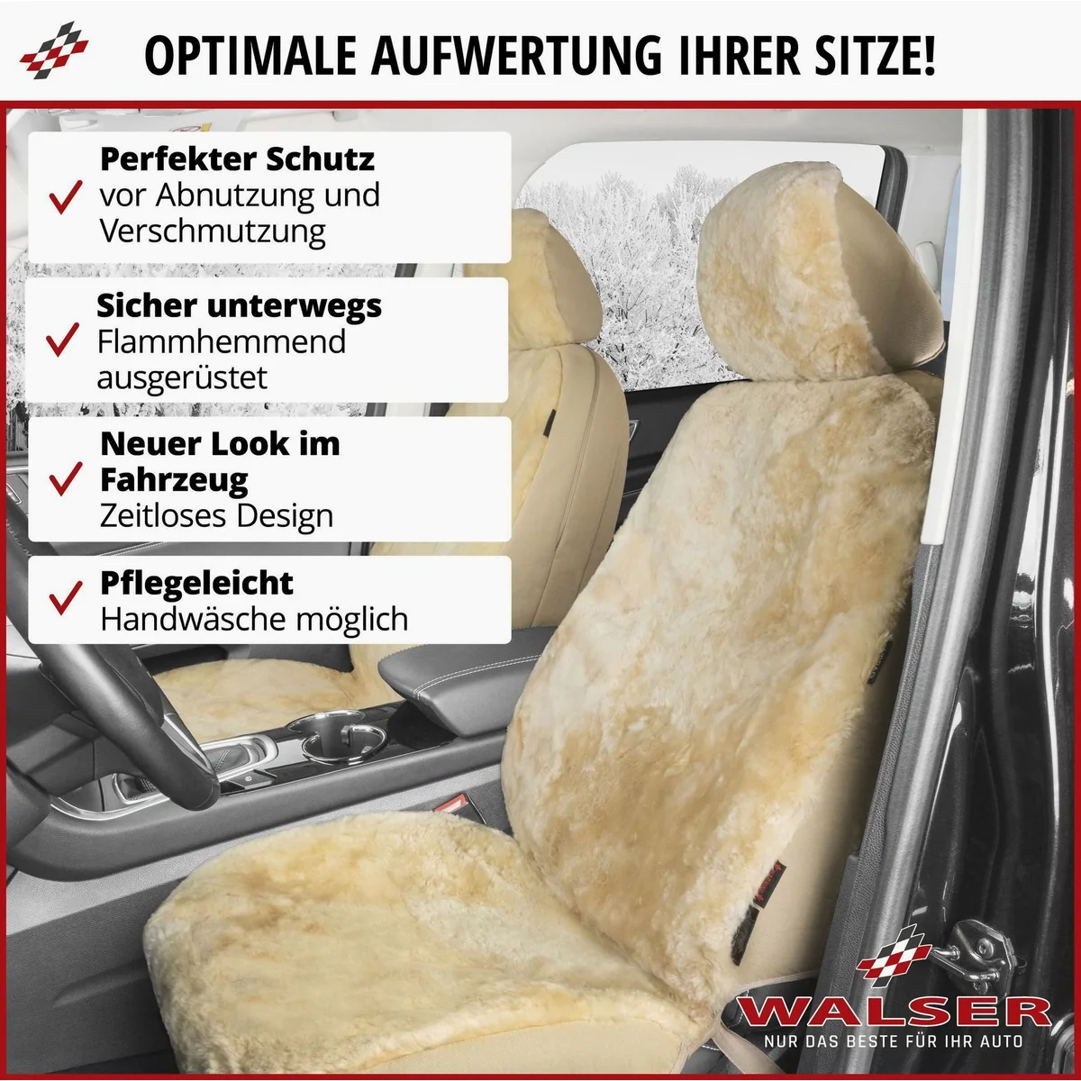 Walser Autositzbezug Iva, Komfort mit Naturfell, elegantes Design 4