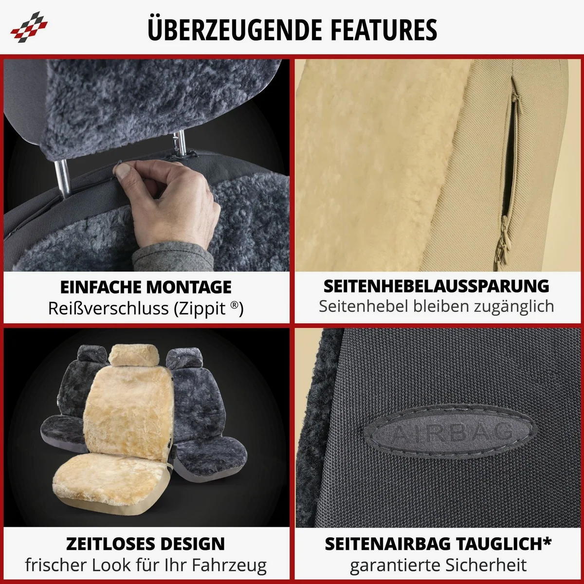 Walser Autositzbezug Iva, Komfort mit Naturfell, elegantes Design 5