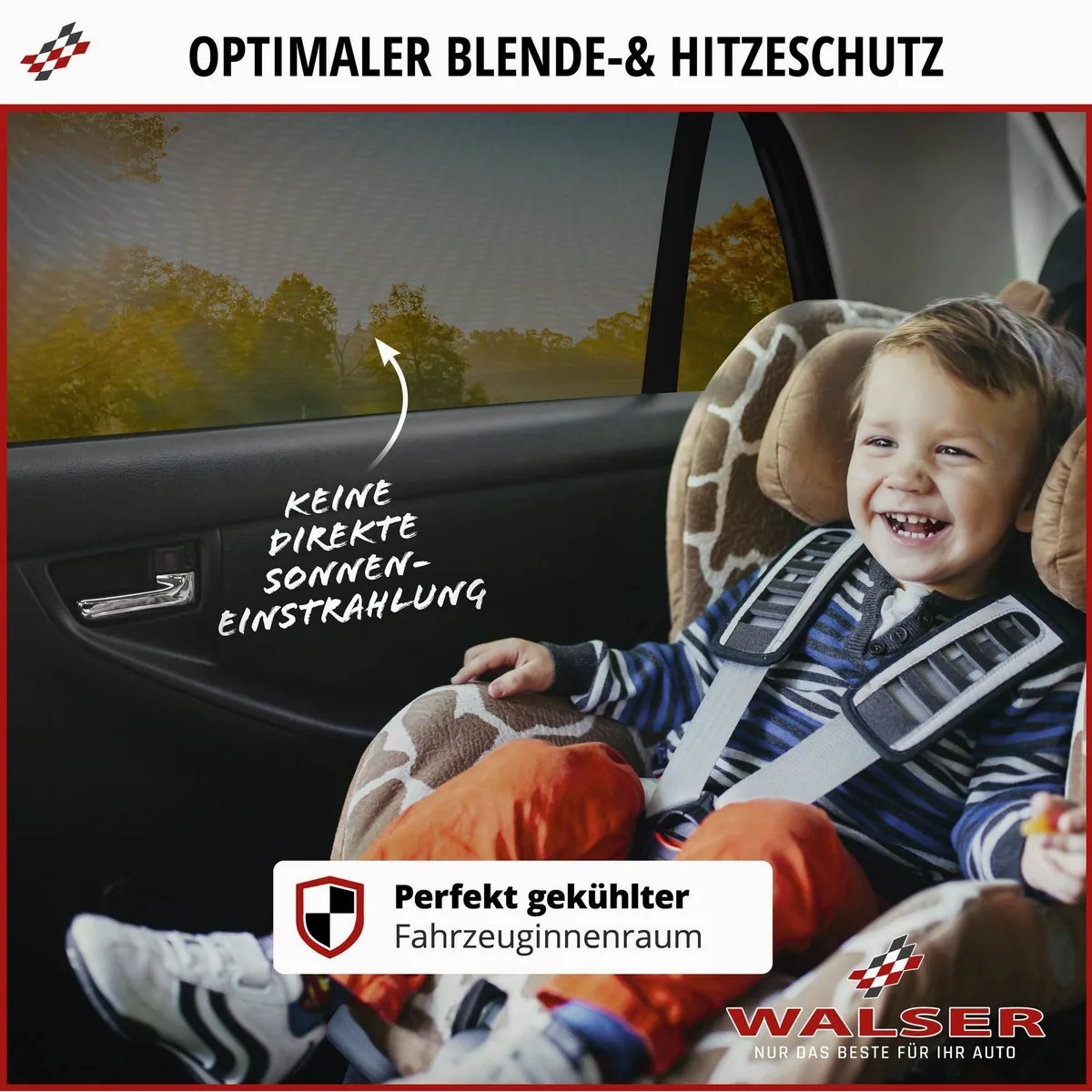 Walser Autosonnenschutz, optimaler Schutz vor Sonne und Insekten — 2 Stück 2