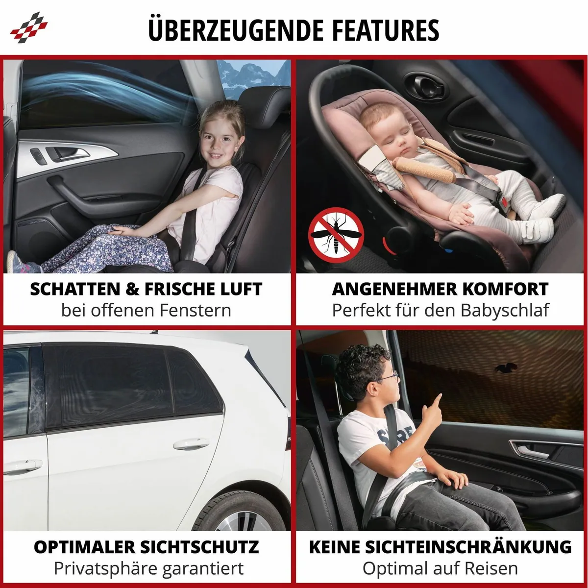 Walser Autosonnenschutz, optimaler Schutz vor Sonne und Insekten — 2 Stück 3