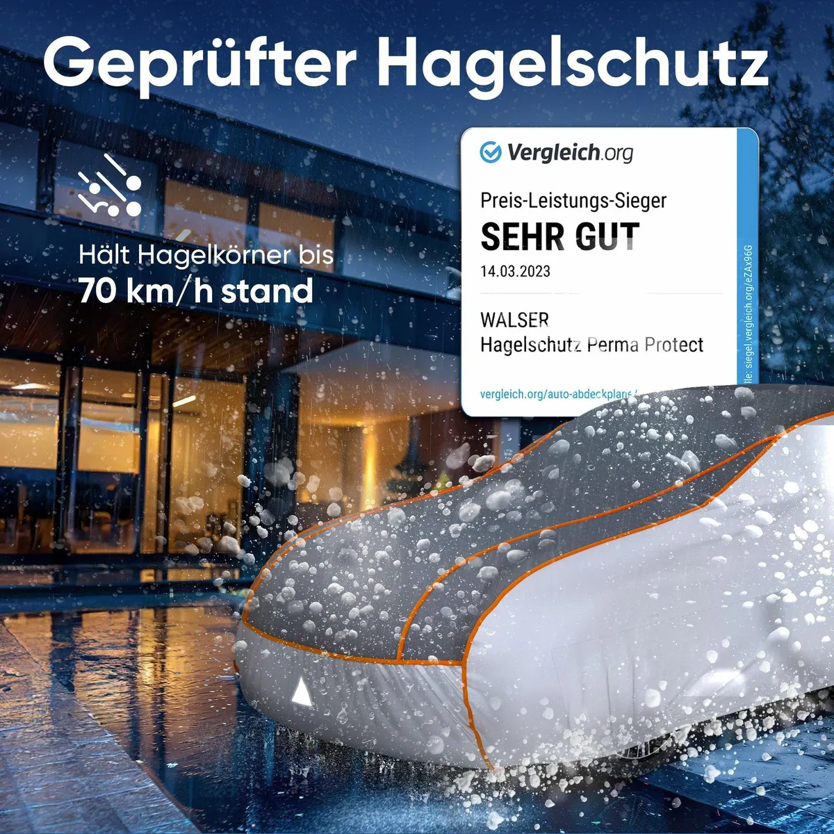 Walser Hagelschutzplane, robuster Schutz, wasserabweisend, einfache Befestigung 2