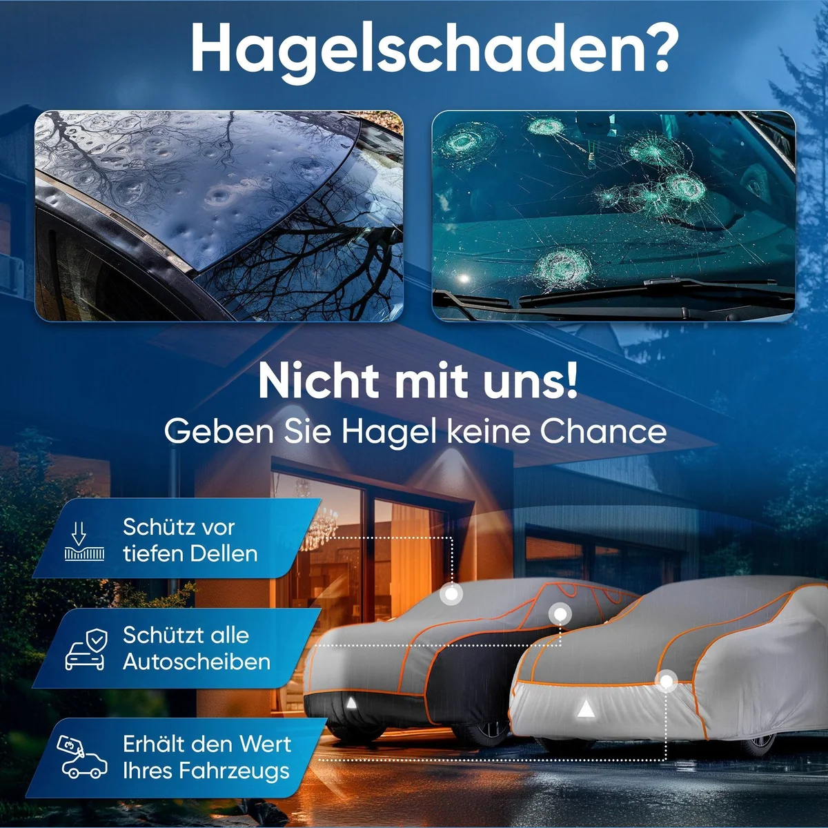 Walser Hagelschutzplane, robuster Schutz, wasserabweisend, einfache Befestigung 3